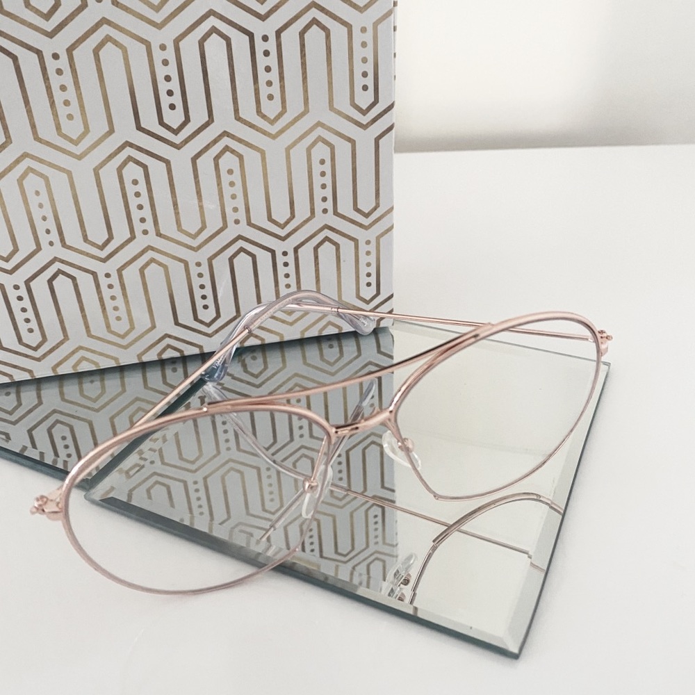 Fun Fashion Rose Gold Aviator Glasses